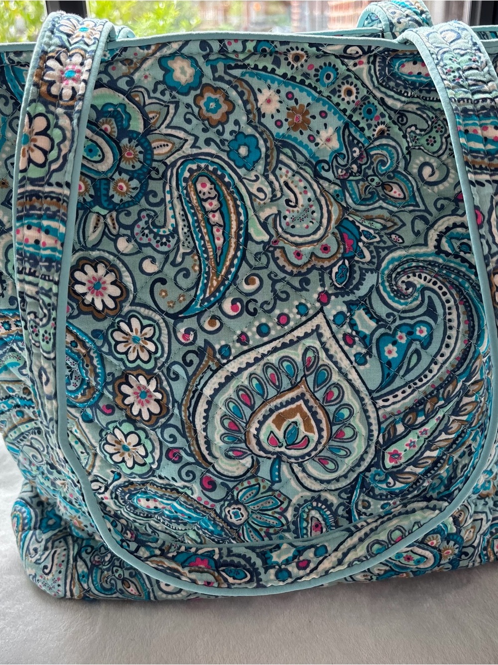 Vera Bradley Aqua & Teal Paisley Quilted Tote - Picture 3 of 4